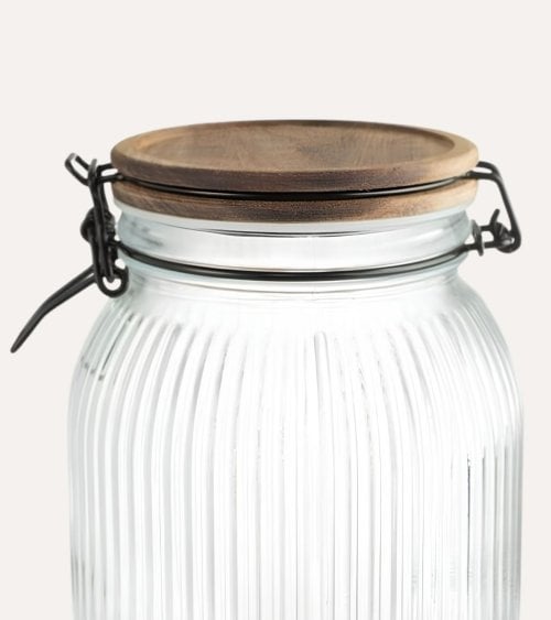 Bote con Tapa de Acacia y Cristal para Cocina