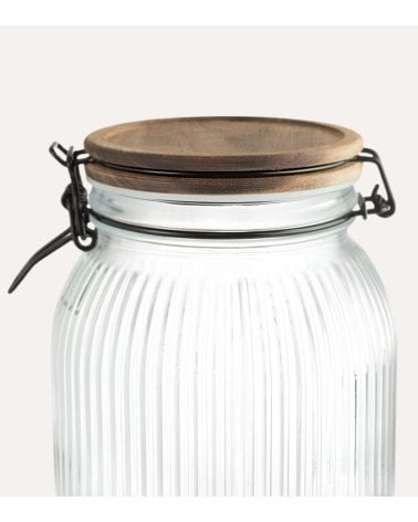 Bote con Tapa de Acacia y Cristal para Cocina