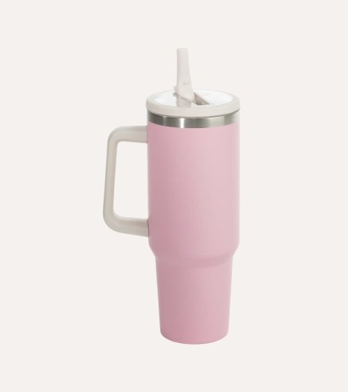 Vaso Termo Clásico con Tapa y Pajita de Acero Inoxidable