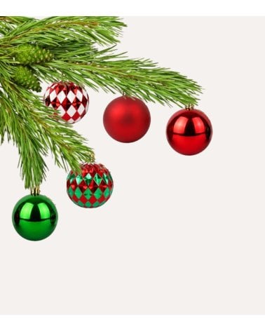 Set 12 Bolas Joren Lisas y con Estampados para Árbol