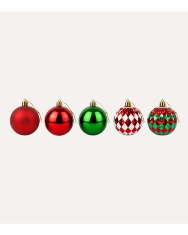 Set 12 Bolas Joren Lisas y con Estampados para Árbol