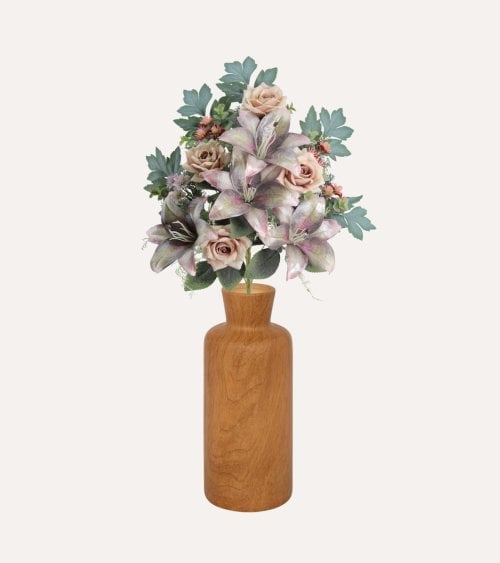 Ramo Decorativo Rosas y Lirios de Poliéster y Plástico