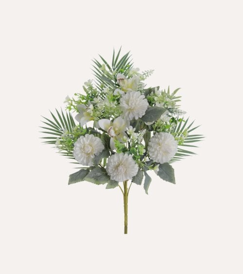 Palma Decorativa Zinnias y Orquídeas de Políester y Plástico
