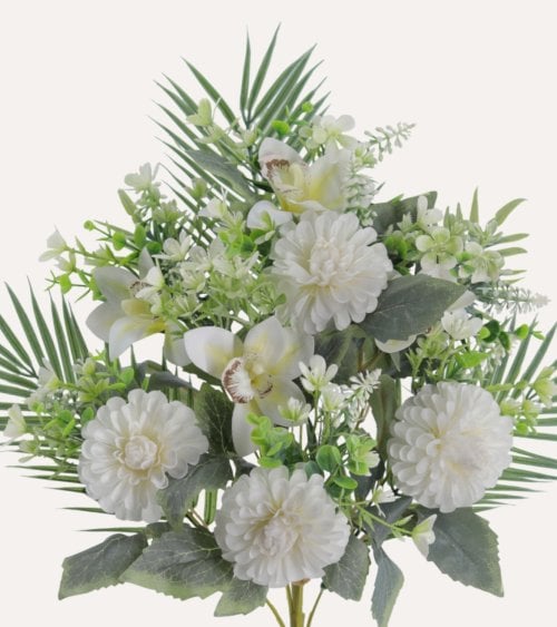 Palma Decorativa Zinnias y Orquídeas de Políester y Plástico