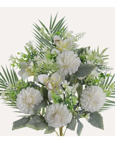 Palma Decorativa Zinnias y Orquídeas de Políester y Plástico