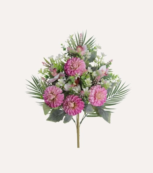 Palma Decorativa Zinnias y Orquídeas de Políester y Plástico