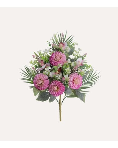 Palma Decorativa Zinnias y Orquídeas de Políester y Plástico