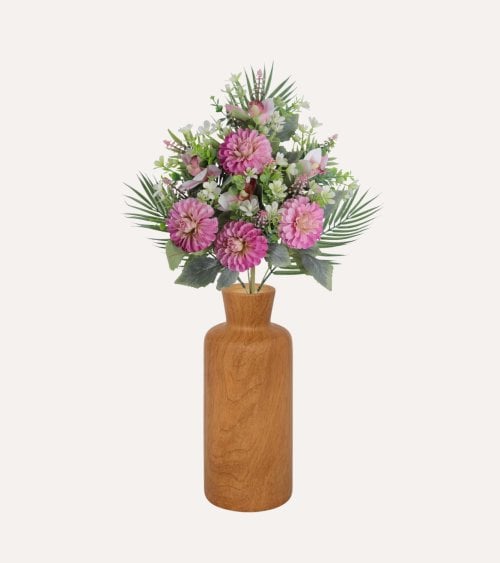 Palma Decorativa Zinnias y Orquídeas de Políester y Plástico