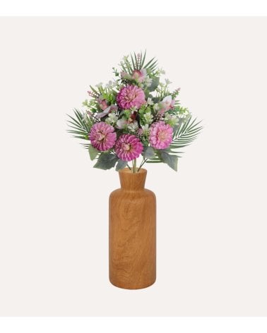 Palma Decorativa Zinnias y Orquídeas de Políester y Plástico
