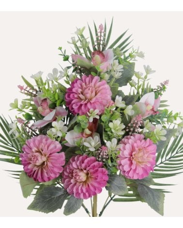 Palma Decorativa Zinnias y Orquídeas de Políester y Plástico