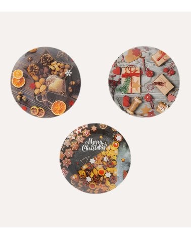 Plato Llano Decorativo Navideño de Cristal