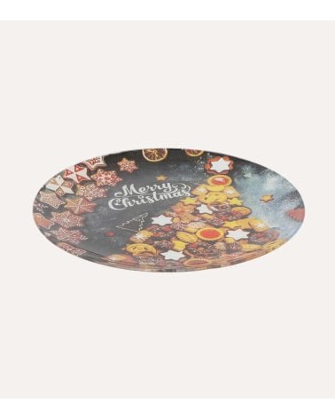 Plato Llano Decorativo Navideño de Cristal
