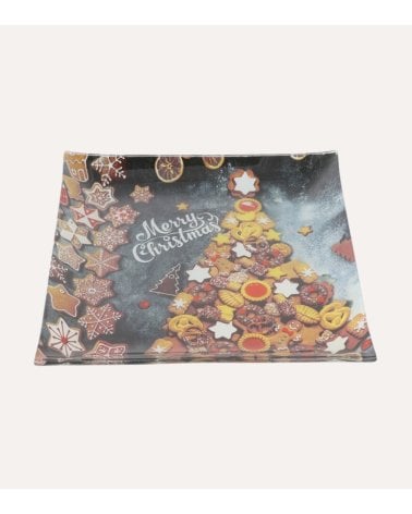 Plato Cuadrado Decorativo Navideño de Cristal