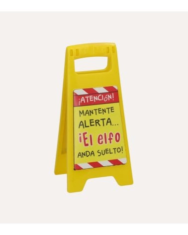 Cartel Decorativo Cuidado Elfo Suelto para Navidad