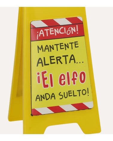 Cartel Decorativo Cuidado Elfo Suelto para Navidad