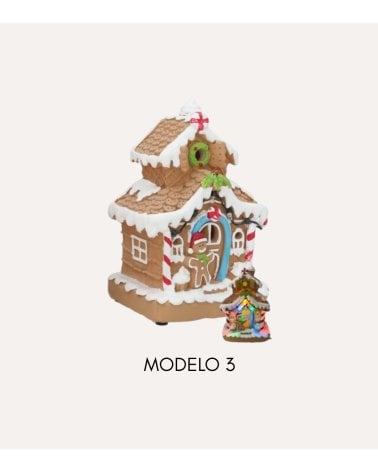 Figura Decorativa Casa de Galleta Navideña con Luz Led