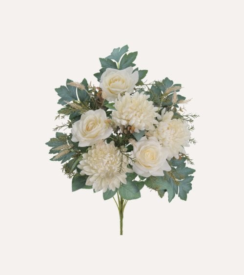 Palma Decorativa Crisantemos y Rosas de Poliéster y Plástico
