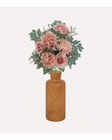 Palma Decorativa Crisantemos y Rosas de Poliéster y Plástico