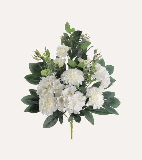 Palma Decorativa Zinnias y Hortensias de Poliéster y Plástico