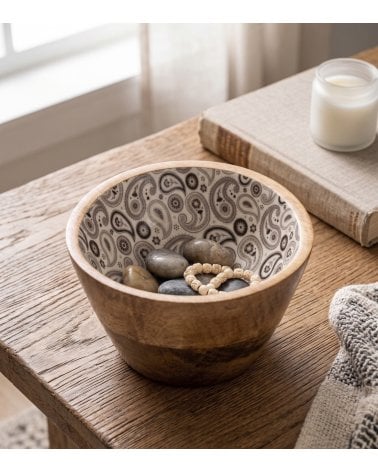 Bol Decorativo Esmaltado de Madera de Mango