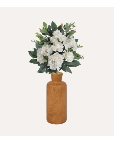Palma Decorativa Rosas y Hortensias de Poliéster y Plástico