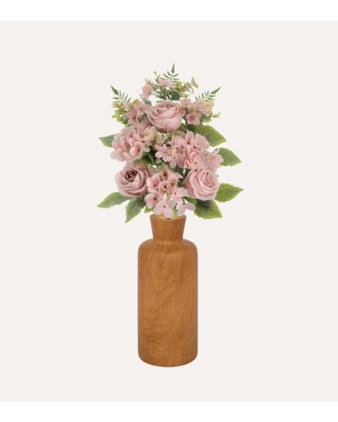 Palma Decorativa Rosas y Hortensias de Poliéster y Plástico