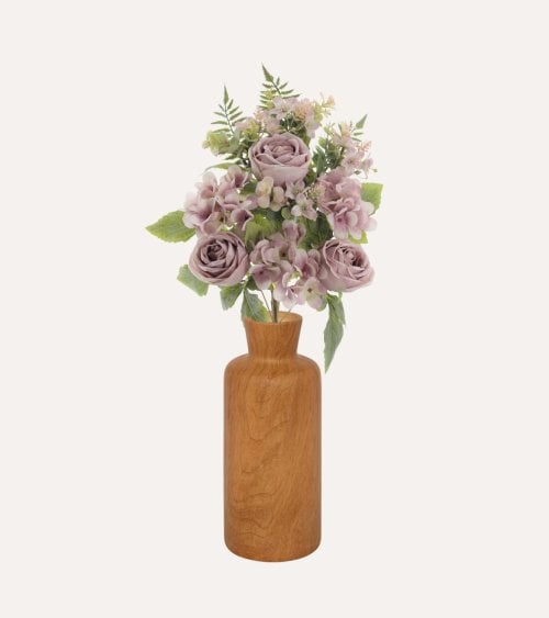 Palma Decorativa Rosas y Hortensias de Poliéster y Plástico