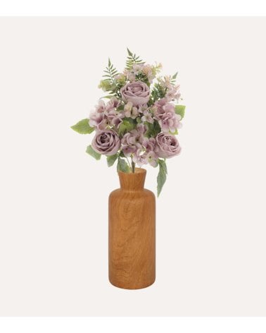 Palma Decorativa Rosas y Hortensias de Poliéster y Plástico