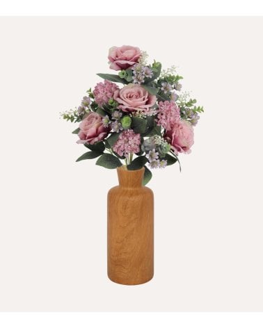 Palma Decorativa Rosas y Viburnos de Poliéster y Plástico