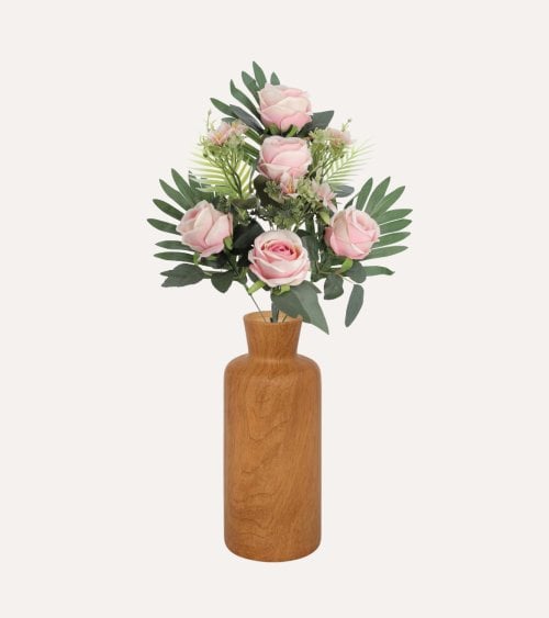 Palma Decorativa Rosa Repollo de Poliéster y Plástico