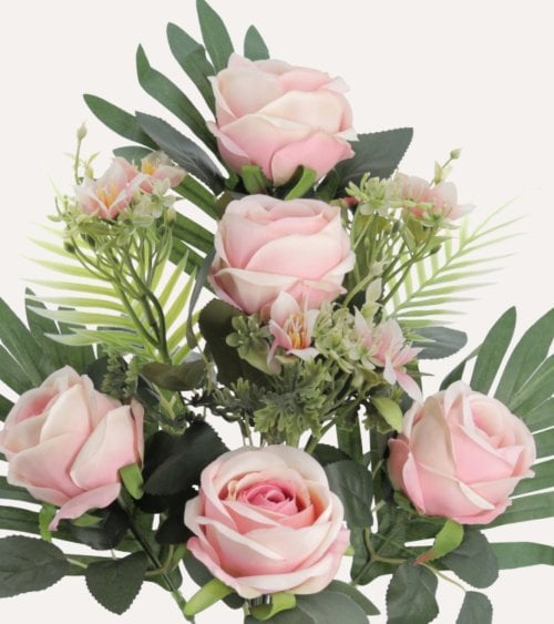 Palma Decorativa Rosa Repollo de Poliéster y Plástico