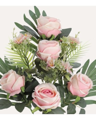 Palma Decorativa Rosa Repollo de Poliéster y Plástico