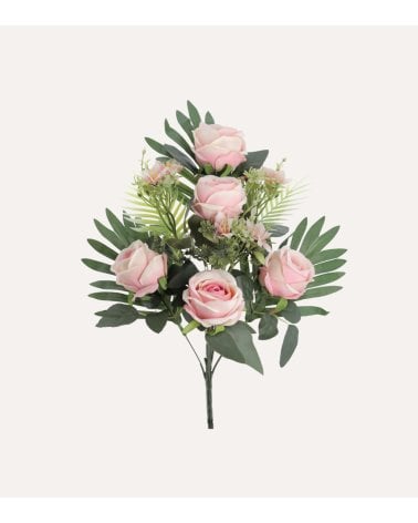Palma Decorativa Rosa Repollo de Poliéster y Plástico
