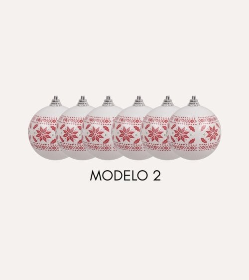 Set de 6 Bolas Estampados Navideños para Árbol