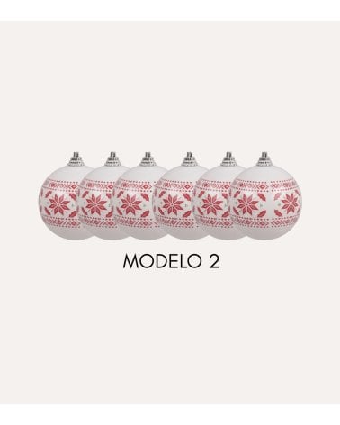 Set de 6 Bolas Estampados Navideños para Árbol