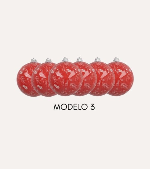 Set de 6 Bolas Estampados Navideños para Árbol