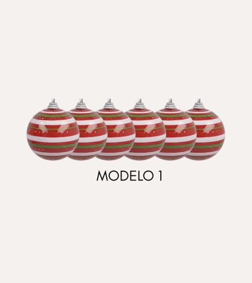 Set de 6 Bolas Estampados Navideños para Árbol