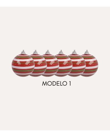 Set de 6 Bolas Estampados Navideños para Árbol