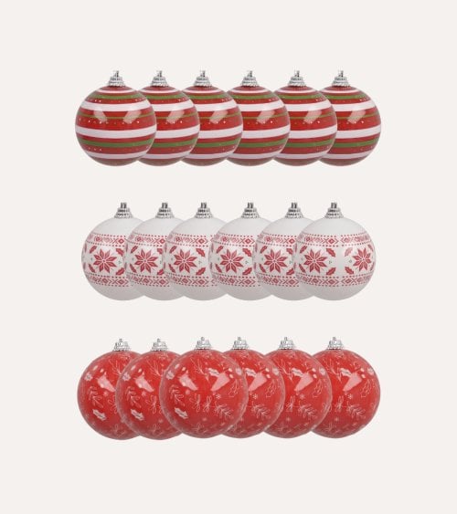 Set de 6 Bolas Estampados Navideños para Árbol
