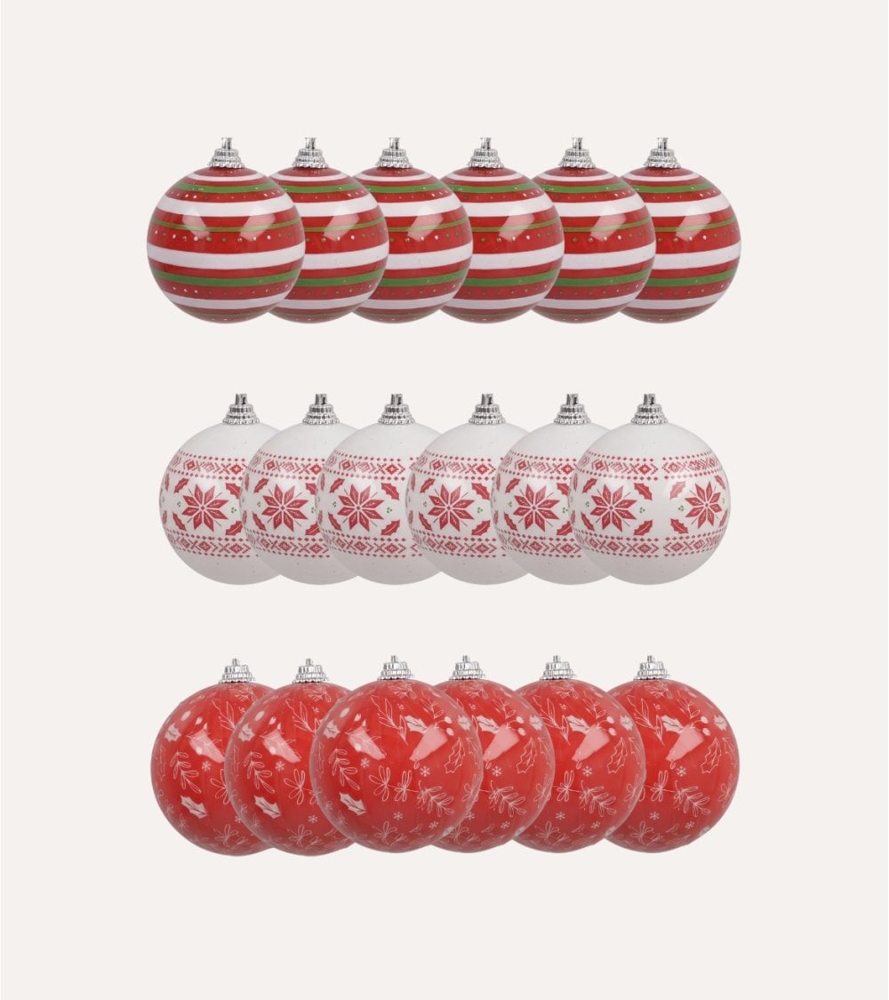 Set de 6 Bolas Estampados Navideños para Árbol