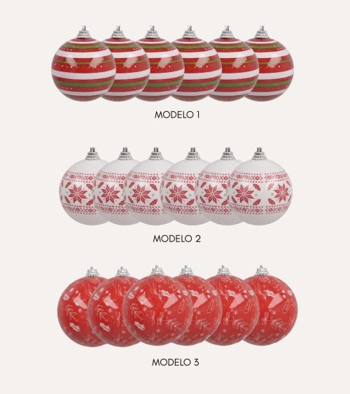 Set de 6 Bolas Estampados Navideños para Árbol