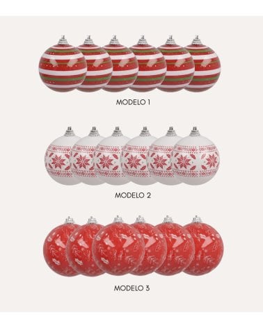 Set de 6 Bolas Estampados Navideños para Árbol