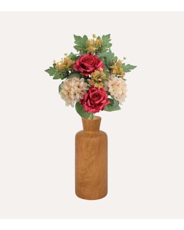 Palma Decorativa Hortensias y Rosas de Poliéster y Plástico