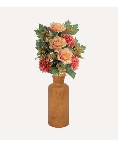 Palma Decorativa Hortensias y Rosas de Poliéster y Plástico