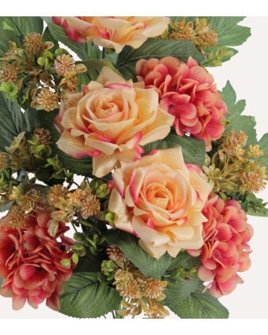 Palma Decorativa Hortensias y Rosas de Poliéster y Plástico