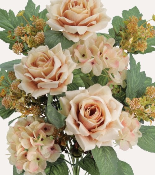 Palma Decorativa Hortensias y Rosas de Poliéster y Plástico