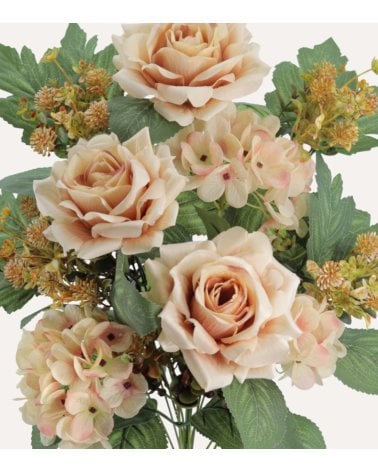 Palma Decorativa Hortensias y Rosas de Poliéster y Plástico