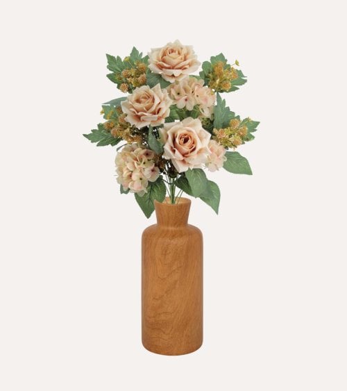 Palma Decorativa Hortensias y Rosas de Poliéster y Plástico