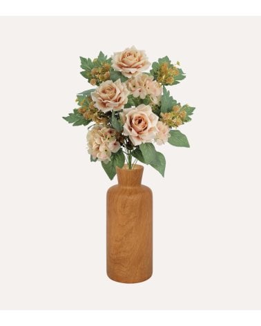 Palma Decorativa Hortensias y Rosas de Poliéster y Plástico