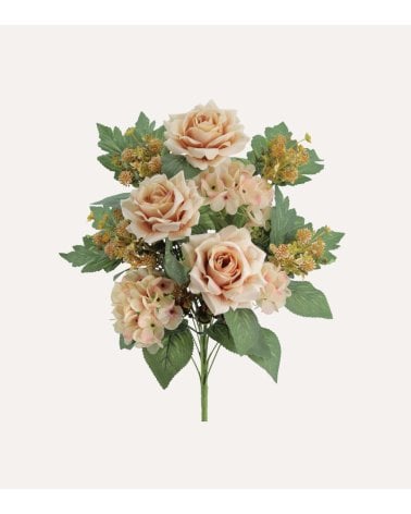 Palma Decorativa Hortensias y Rosas de Poliéster y Plástico